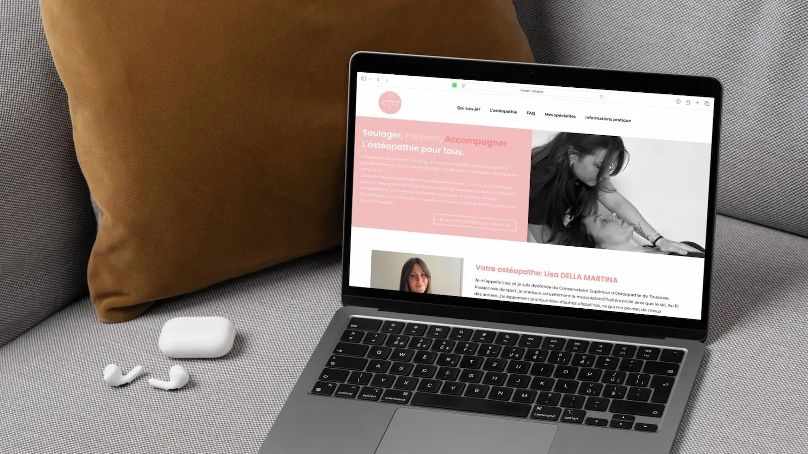 Site vitrine WordPress pour ostéopathe à Toulouse sur ordinateur portable